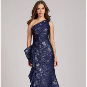 Teri Jon Size 14 Navy Blue Long Gown